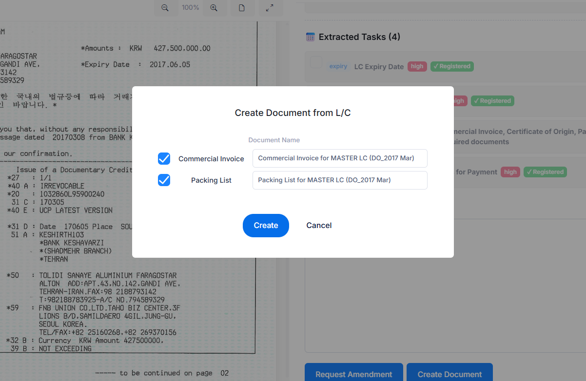 One-click documents